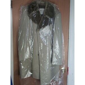Vintage London Fog Blazer Coat Mens  Faux Fur Collar & Lining Tan - Size 42 reg